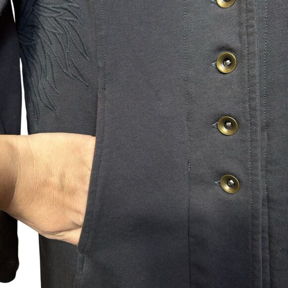 Soft Surroundings Embroidered Jacket Cardigan Small Gray Military Grunge Goth - Picture 5 of 12